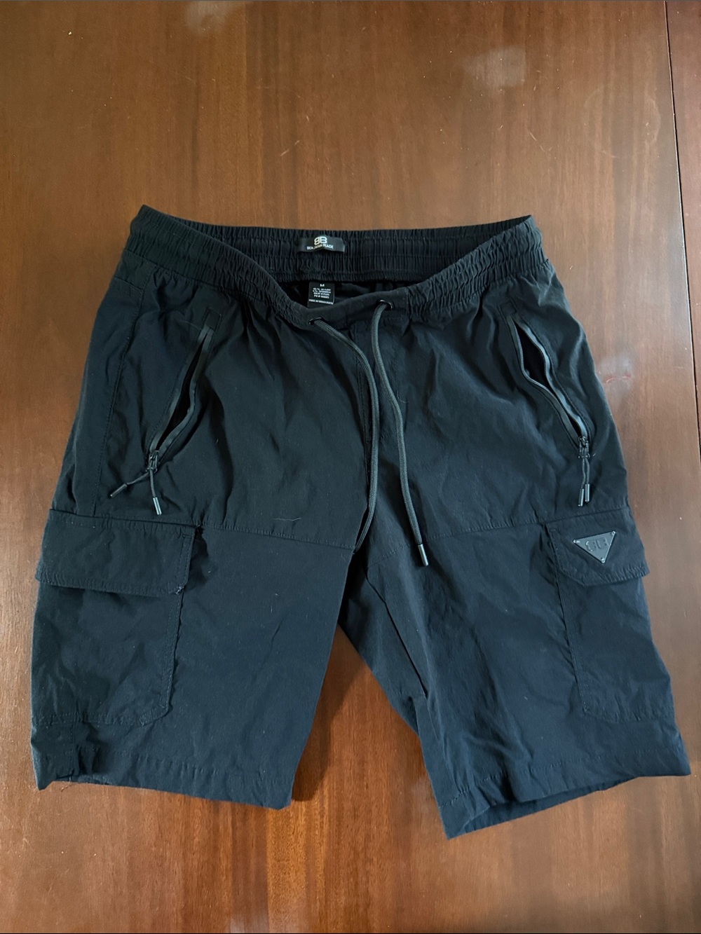 Men's Black Cargo Shorts with Zip Pockets